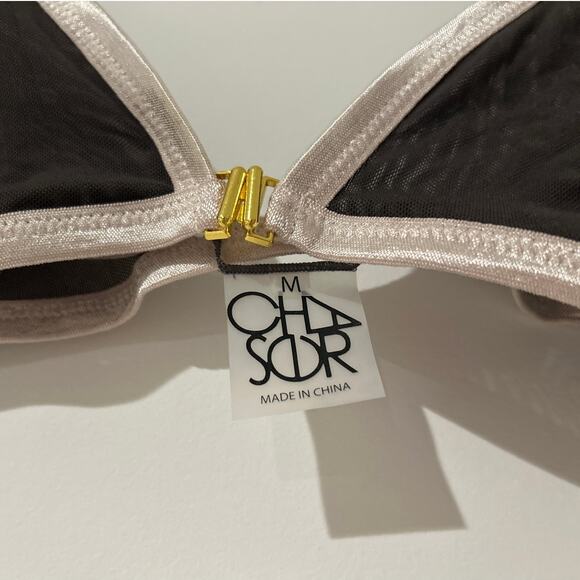 NWT Chaser Mesh Front Clasp Bralette, Gray/Light Pink, Women's Size Medium - Picture 2 of 5